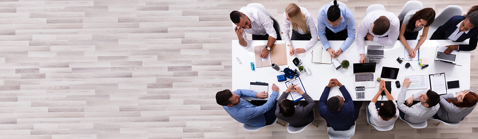 team of 12 professionals meeting in a conference room