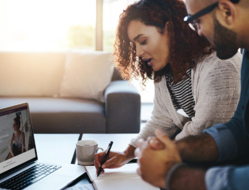 Young couple going over finances